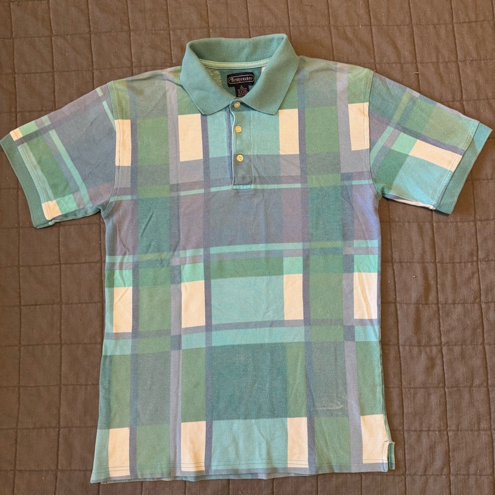 Signature Studio Aqua Plaid Men's Polo - Short Sleeve
